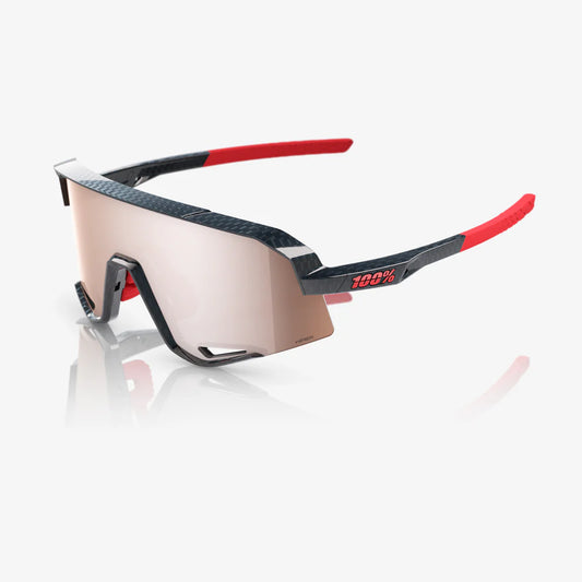 100% Slendale Gloss Carbon Fiber Sunglasses - HiPER Crimson Silver Mirror lens