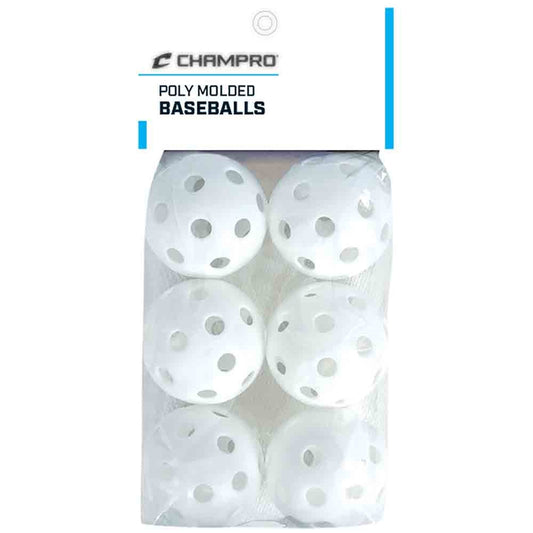 POLY WIFFLE BASEBALLS - 6 PACK