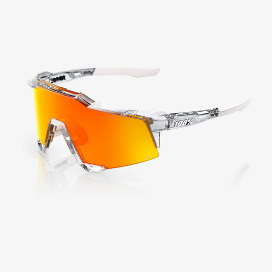 100% Speedcraft Polished Translucent Clear Sunglasses - HiPER Red Multilayer Mirror lens