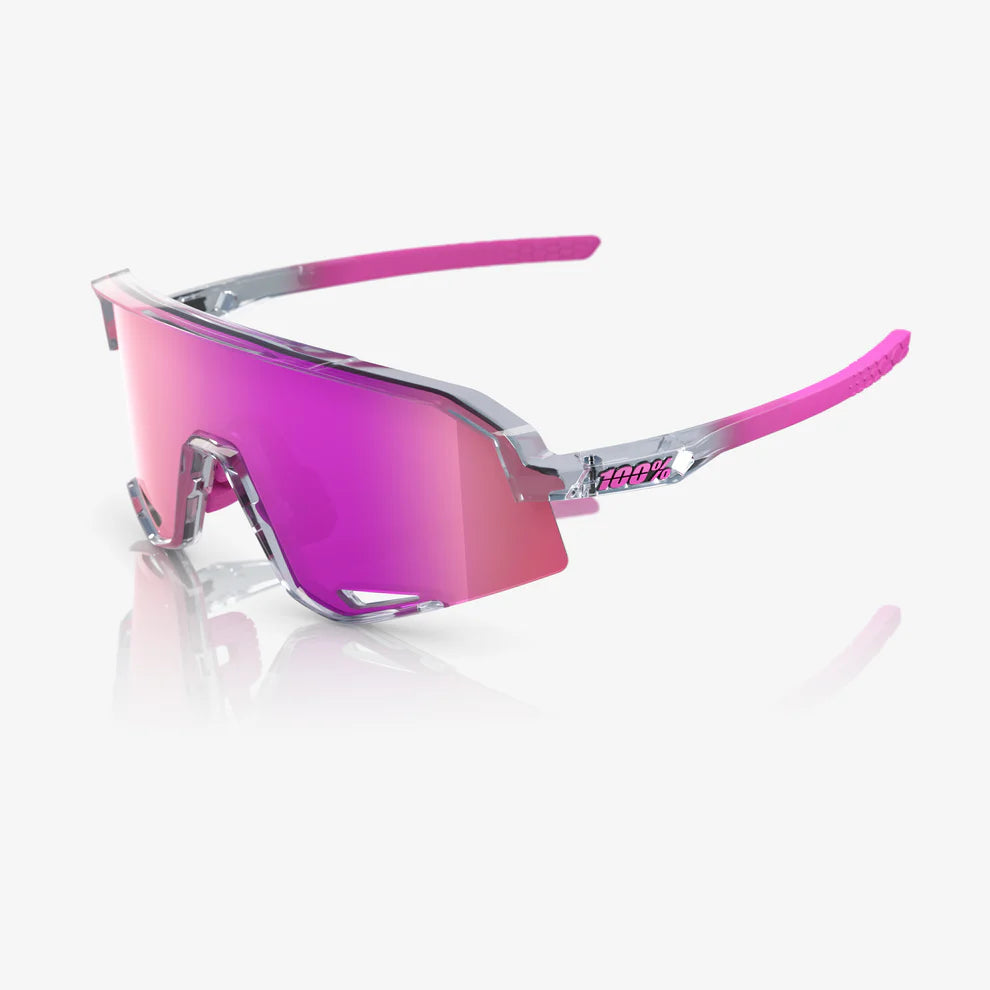 100% Slendale Polished Translucent Grey Sunglasses - Purple Mirror lens