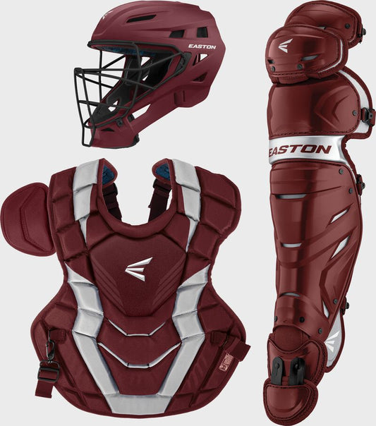 Easton Elite X Catcher's Box Set - Adult Maroon colorway