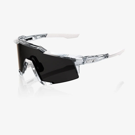 100% Speedcraft Polished Translucent Clear Sunglasses - Black Mirror lens