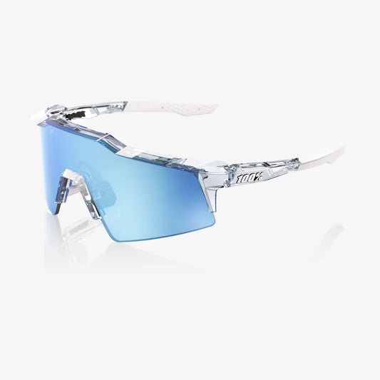 100% Speedcraft SL Polished Translucent Clear Sunglasses - HiPER Blue Multilayer Mirror lens