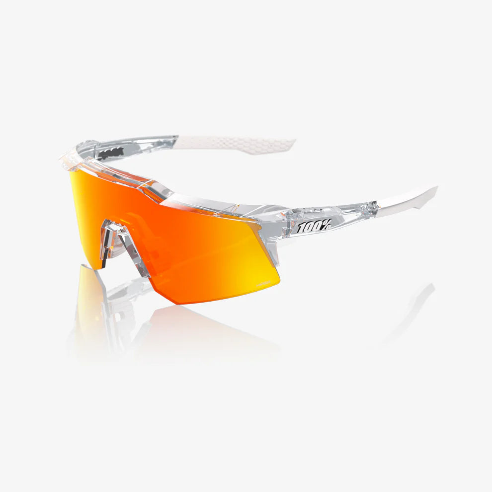 100% Speedcraft XS Polished Translucent Clear Sunglasses - HiPER Red Multilayer Mirror lens